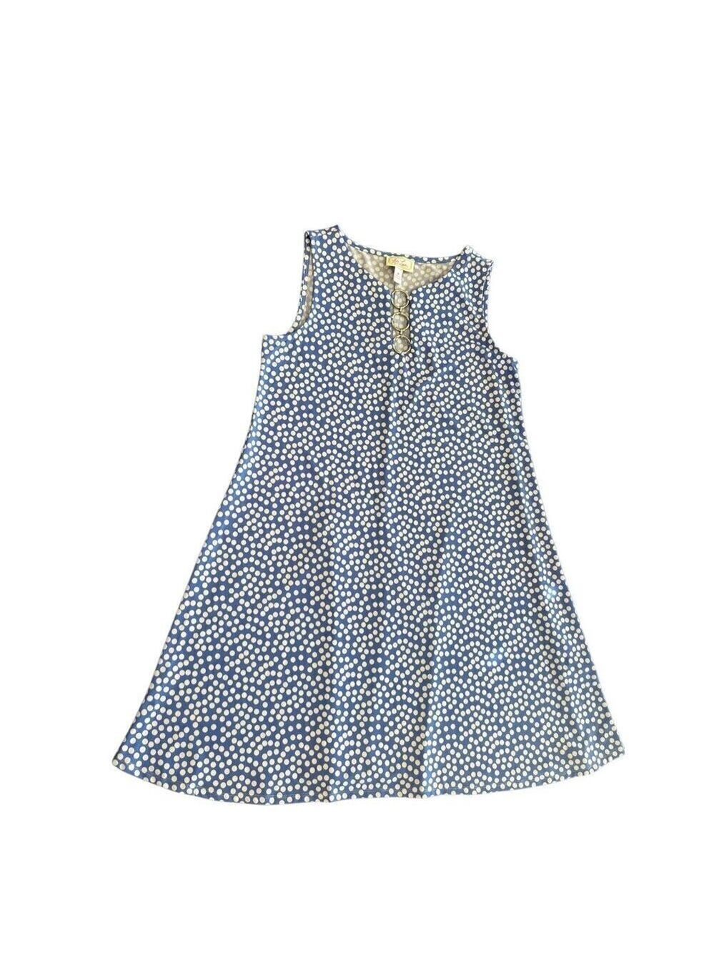 Ivy Lane Blue Polka Dot Sleeveless Collared A Line Dress Size M